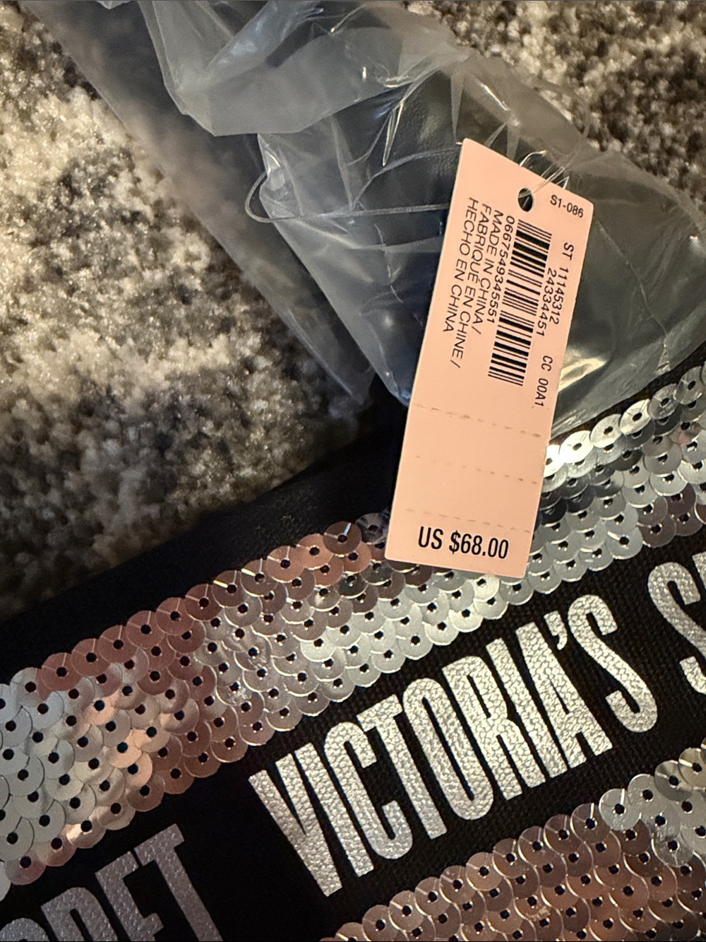 Victoria's Secret Black and Silver Sequin Logo Tote - Picture 2 of 5